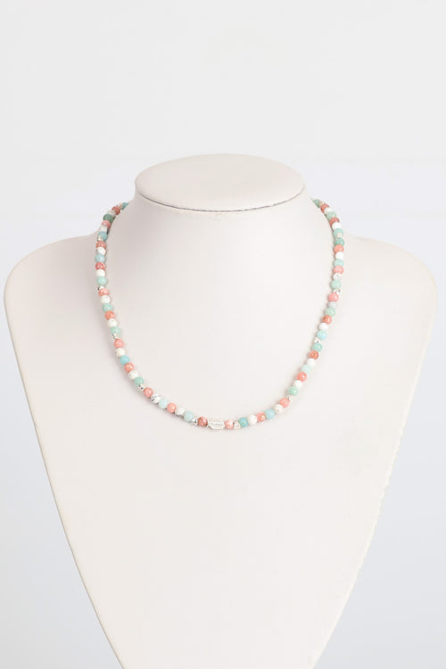 Larimar - Güneş Taşı - Havlit Doğal Taş Gümüş Aparatlı 4 mm Kolye