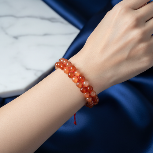 Madagaskar Akiği 8mm Çift Sıra Makrome Doğal Taş Bileklik