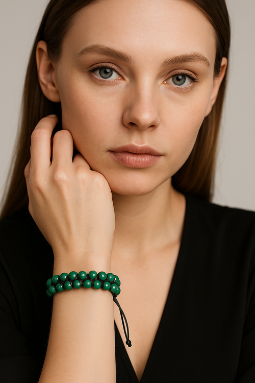 Malachite 6mm Double Row Macrame Natural Stone Bracelet