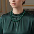 Malakit 8 mm Düğümlü Doğal Taş Kolye