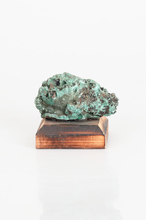 Malakit Doğal Taş Ahşap Standlı Parça
