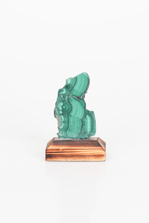 Malakit Doğal Taş Ahşap Standlı Parça