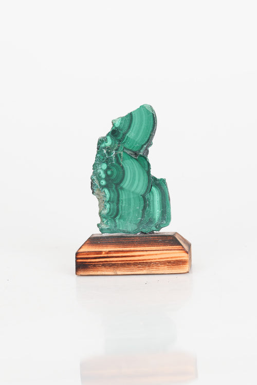 Malakit Doğal Taş Ahşap Standlı Parça