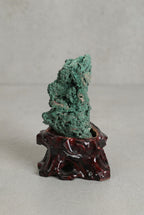 Malakit Doğal Taş Ahşap Standlı Parça