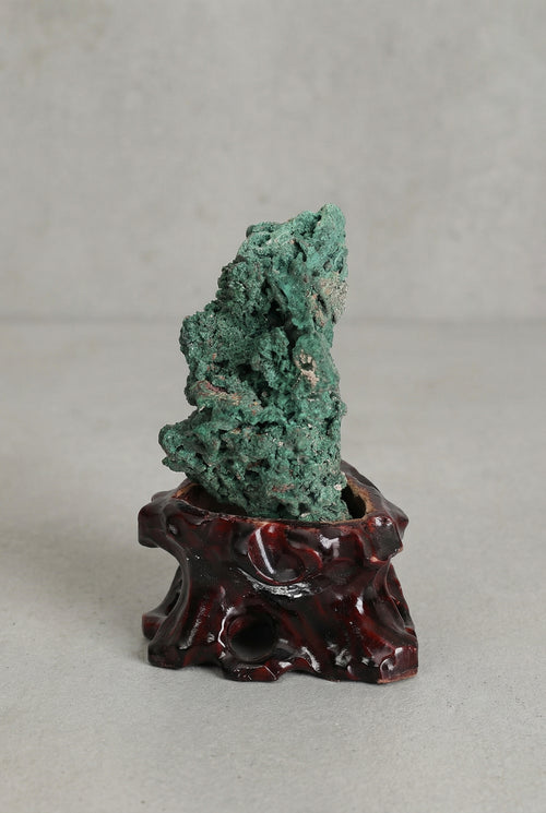 Malakit Doğal Taş Ahşap Standlı Parça