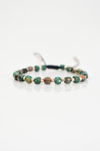 Malakit Doğal Taş Makrome Örme Bileklik Küp Kesim