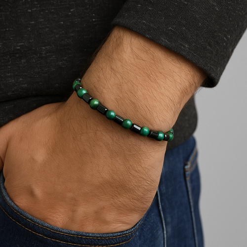 Malachite - Hematite Natural Stone Men's Bracelet