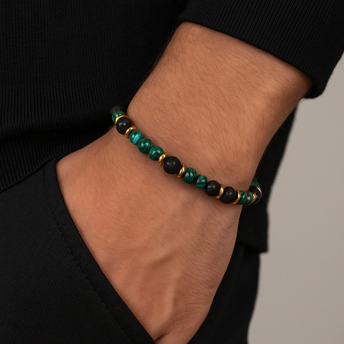 Malachite - Hematite - Lava Natural Stone Unisex Bracelet