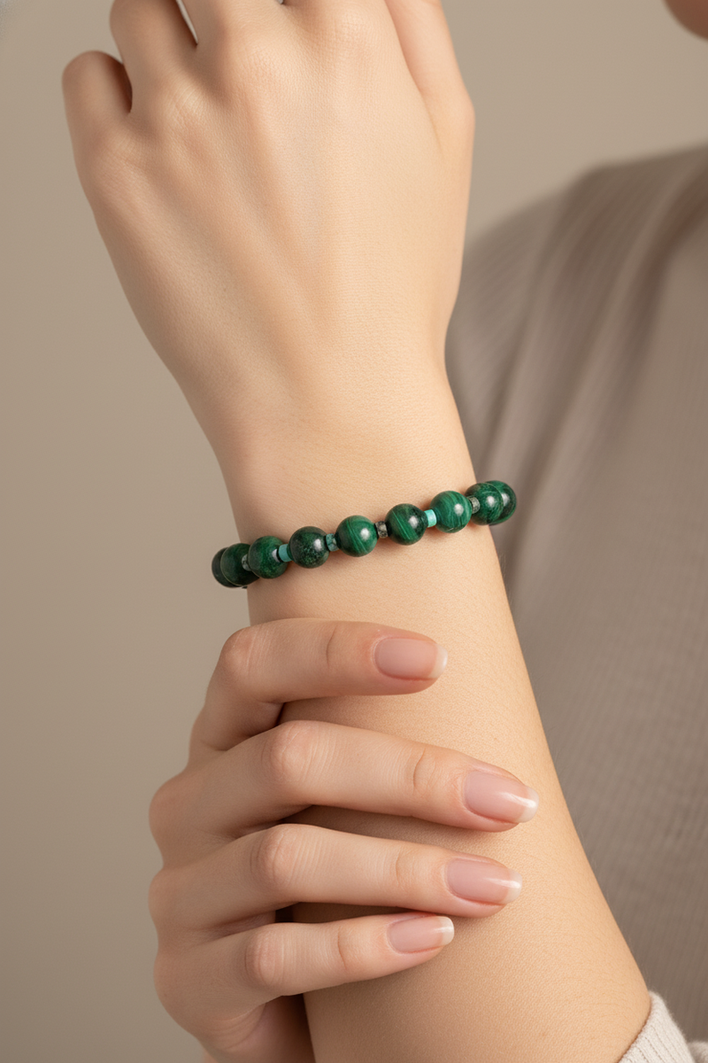 Malakit & Turkuaz Firuze (10 mm) Doğal Taş Bileklik - Görsel 2 - Safnaturel