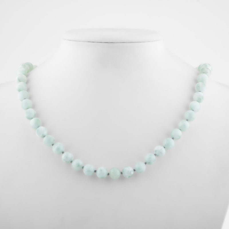 Mavi Larimar (Opal) 8 mm Düğümlü Doğal Taş Kolye - Görsel 3 - Safnaturel