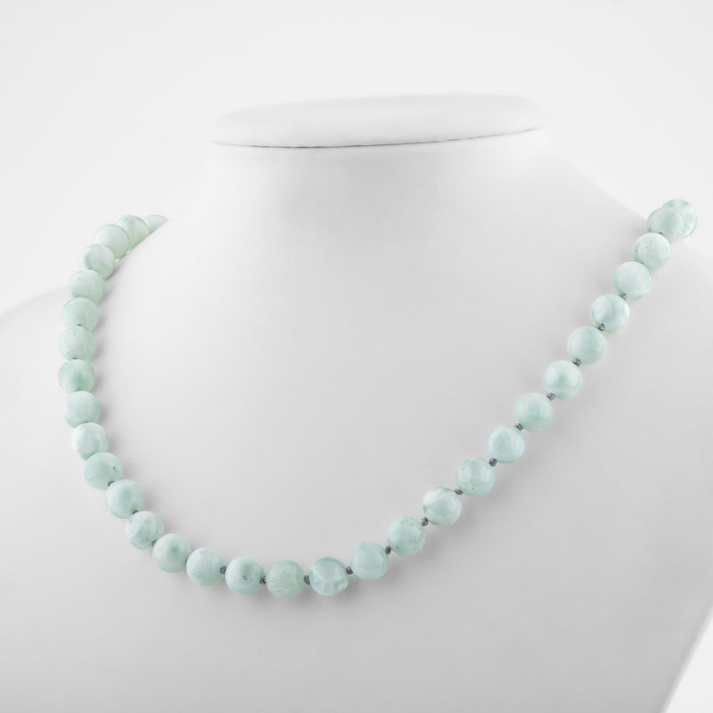 Mavi Larimar (Opal) 8 mm Düğümlü Doğal Taş Kolye - Görsel 4 - Safnaturel