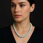 Mavi Larimar (Opal) 8 mm Düğümlü Doğal Taş Kolye