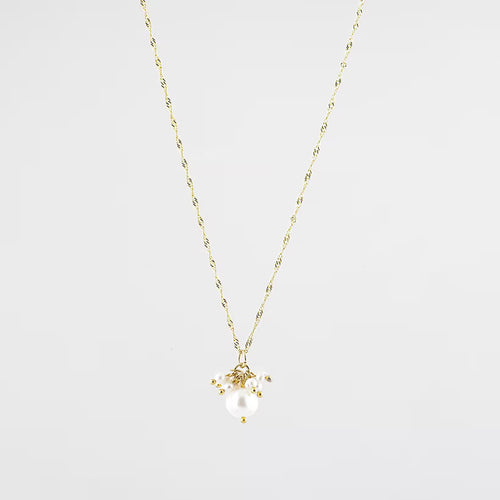 İnci Altın Kaplama Zincir Doğal Taş Kolye