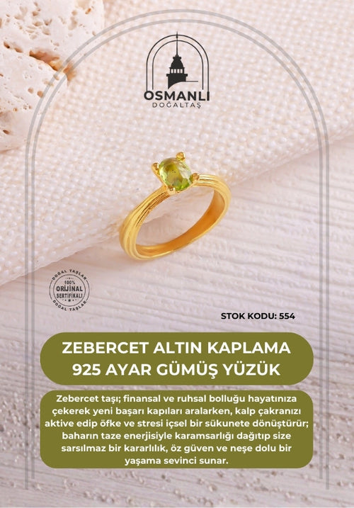 Sertifikalı Zebercet Altın Kaplama 925 Ayar Gümüş Yüzük (SK:554)