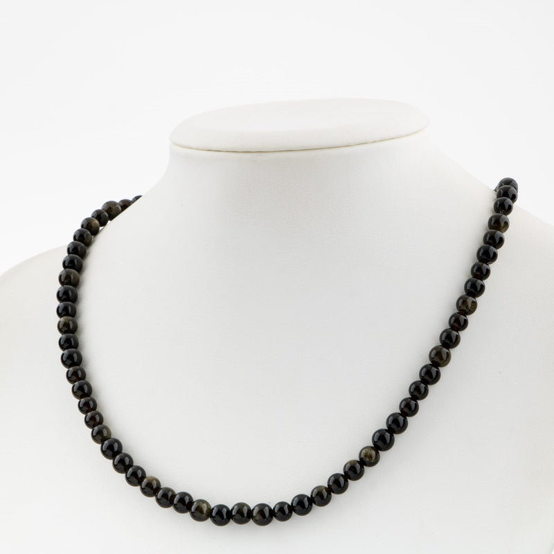 Obsidyen 6 mm Dizi Doğal Taş Kolye - Görsel 2 - Safnaturel