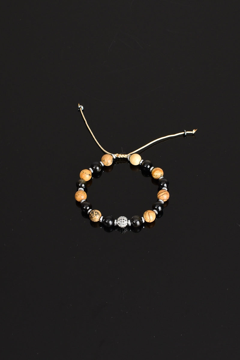 Obsidyen - jasper - Zirkon Doğal Taş Makrome Bileklik - Görsel 4 - Safnaturel