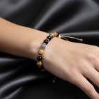 Obsidyen - jasper - Zirkon Doğal Taş Makrome Bileklik