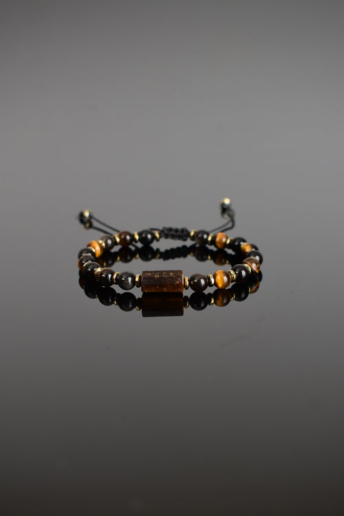 Obsidyen - Kaplan Gözü Doğal Taş Makrome Bileklik