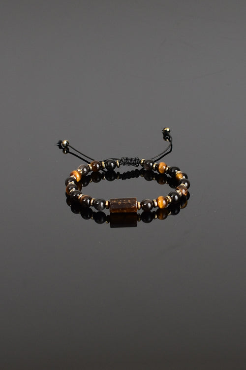 Obsidyen - Kaplan Gözü Doğal Taş Makrome Bileklik