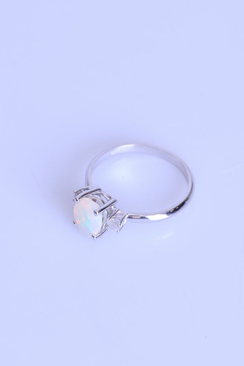 Opal - Elmas Doğal Taş 925 Ayar Gümüş Yüzük ( 0.85 - 0.16 Carat ) - Görsel 4 - Safnaturel