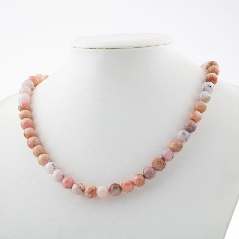 Opal Pembe 8 mm Dizi Doğal Taş Kolye - Görsel 2 - Safnaturel