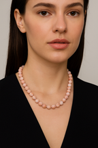 Opal Pink 8 mm Knotted Natural Stone Necklace
