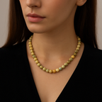 Opal Yellow 8 mm Knotted Natural Stone Necklace