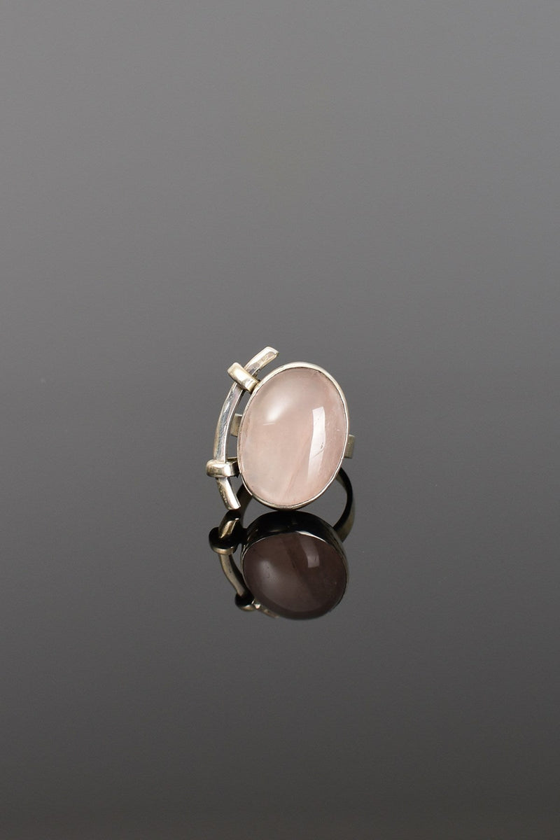 Pembe Kuvars Doğal Taş 925 Ayar Gümüş Yüzük ( Ayarlanabilir ) - Görsel 1 - Safnaturel