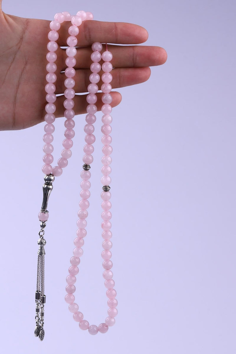 Pembe Kuvars Doğal Taş 99'Lu Tesbih 8 mm Küre Kesim - Görsel 1 - Safnaturel