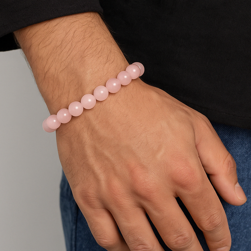 Pembe Kuvars Doğal Taş Bileklik 10 mm - Görsel 2 - Safnaturel
