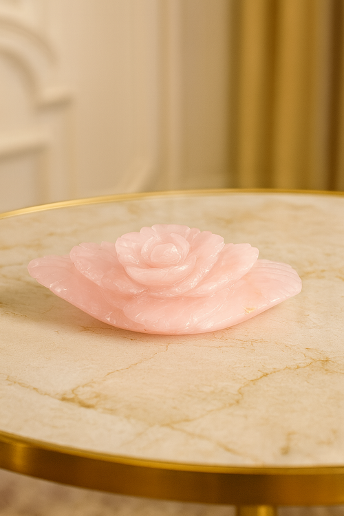 Pembe Kuvars Doğal Taş Gül Ham Parça