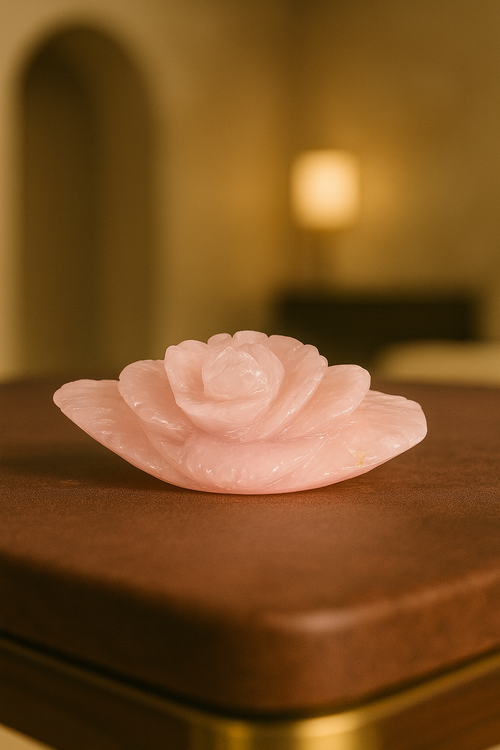 Pembe Kuvars Doğal Taş Gül Ham Parça