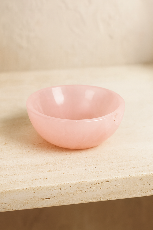 Pembe Kuvars Doğal Taş Kase