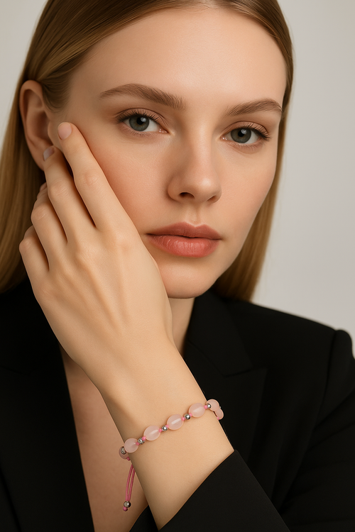 Rose Quartz Natural Stone Macrame Bracelet