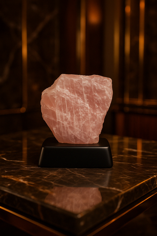 Pembe Kuvars Doğal Taş Standlı Ham Parça