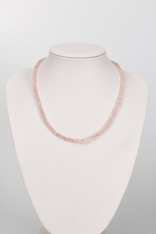 Pembe Kuvars Doğaltaş Kolye 4mm