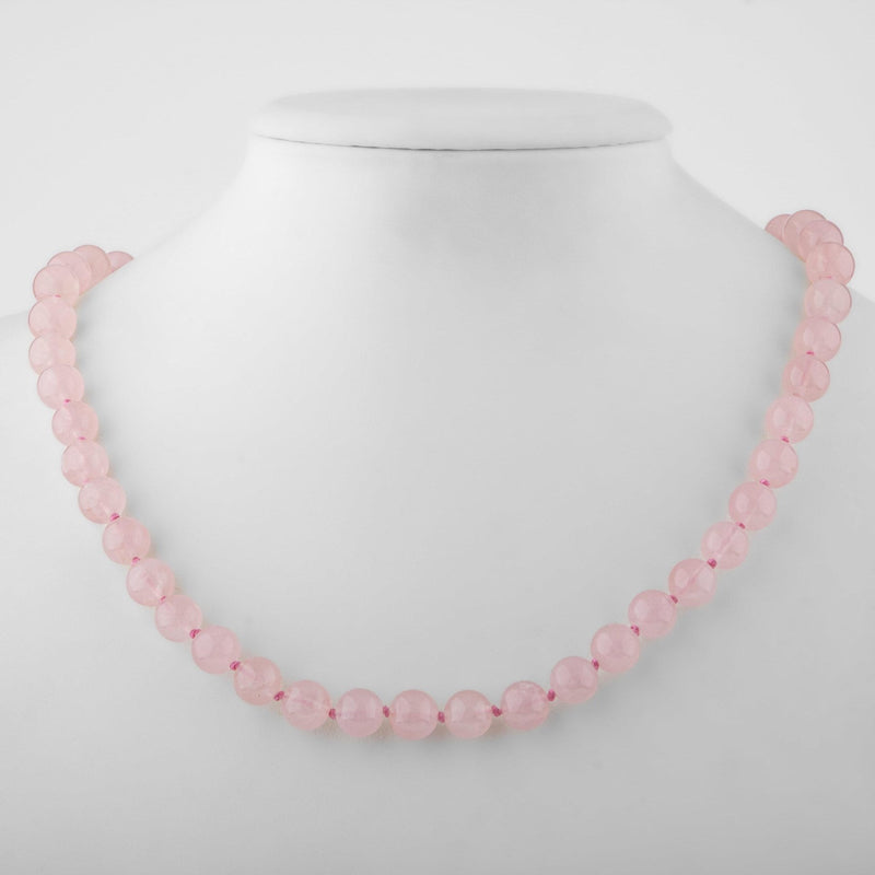 Pembe Kuvars (Gül Kuvars) 6 mm Düğümlü Doğal Taş Kolye - Görsel 4 - Safnaturel