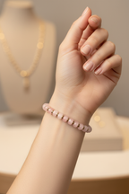 Pembe Kuvars - Hematit Doğal Taş Bileklik