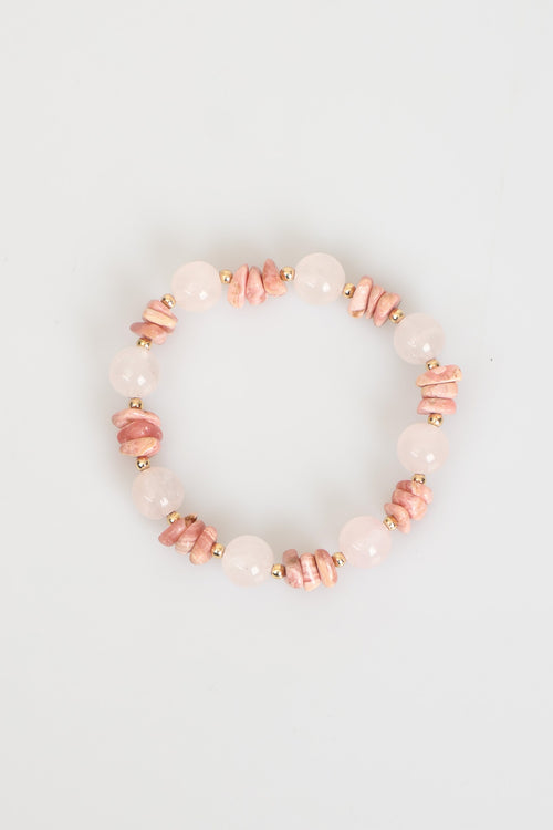 Pembe Kuvars - Rodokrozit Doğal Taş Bileklik