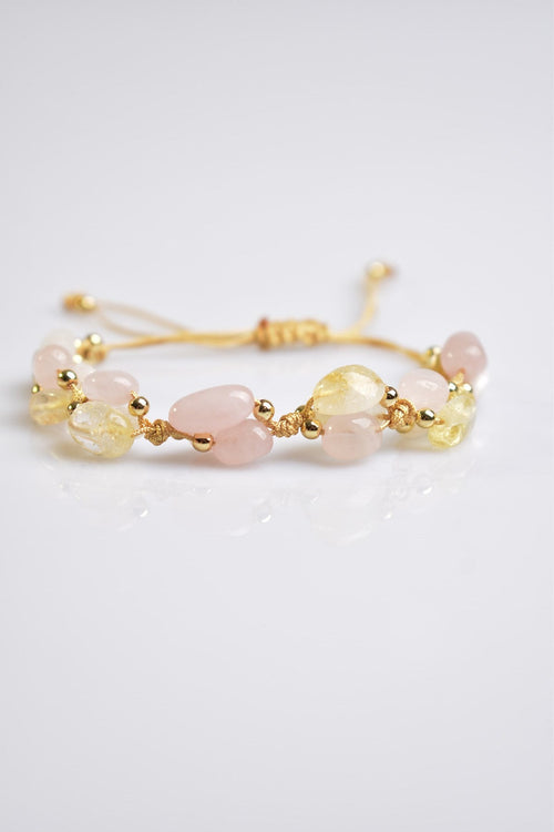 Rose Quartz - Citrine Natural Stone Macrame Bracelet