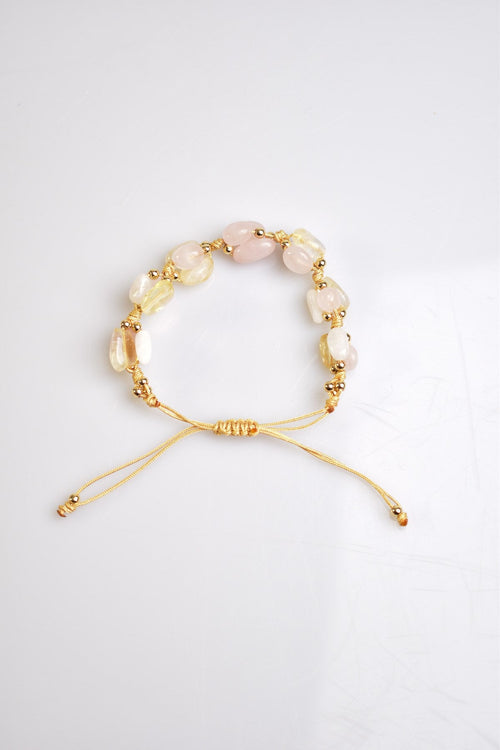 Rose Quartz - Citrine Natural Stone Macrame Bracelet