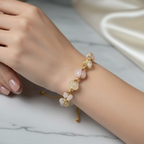 Rose Quartz - Citrine Natural Stone Macrame Bracelet