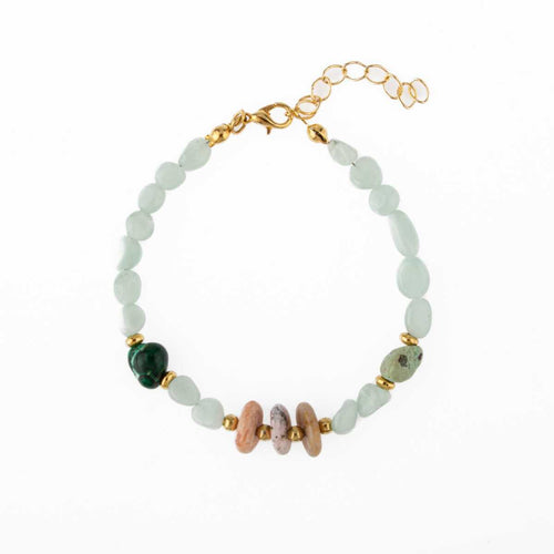 Pembe Opal-Krizokol-Larimar Doğal Taş Bileklik - Görsel 4 - Safnaturel