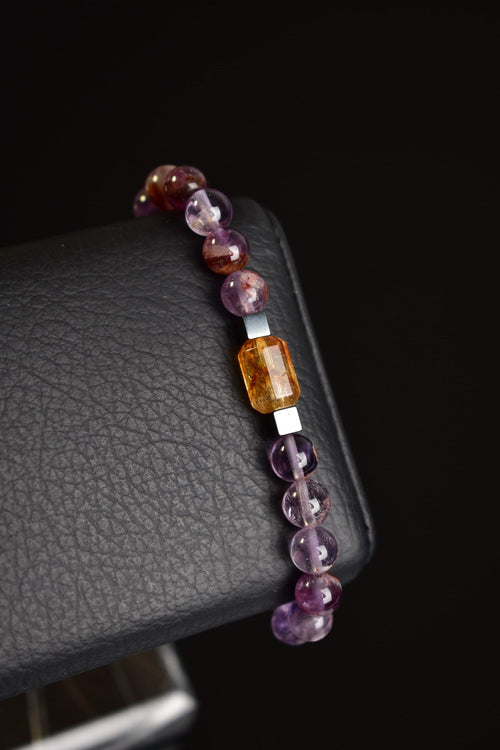 Phantom Quartz - Citrine - Hematite Natural Stone Unisex Bracelet