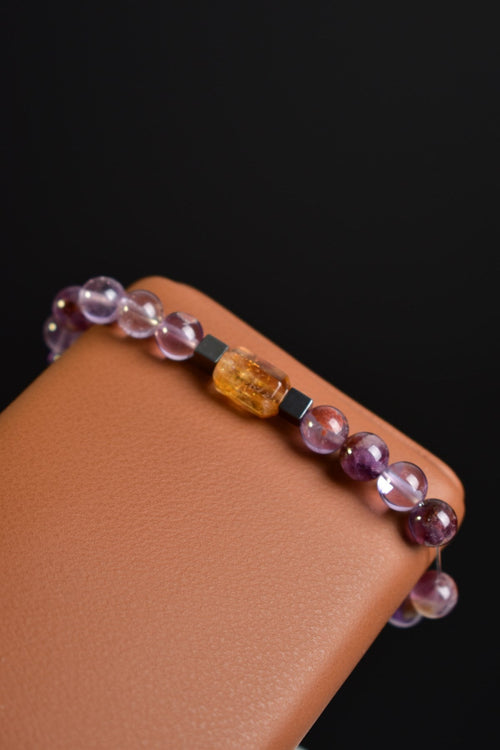 Phantom Quartz - Citrine - Hematite Natural Stone Unisex Bracelet