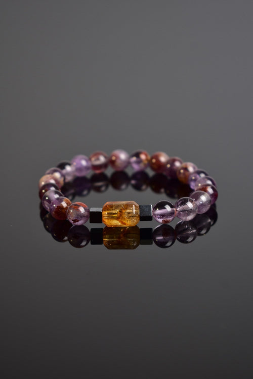 Phantom Quartz - Citrine - Hematite Natural Stone Unisex Bracelet