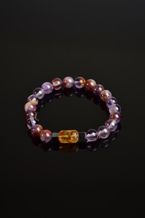 Phantom Quartz - Citrine - Hematite Natural Stone Unisex Bracelet