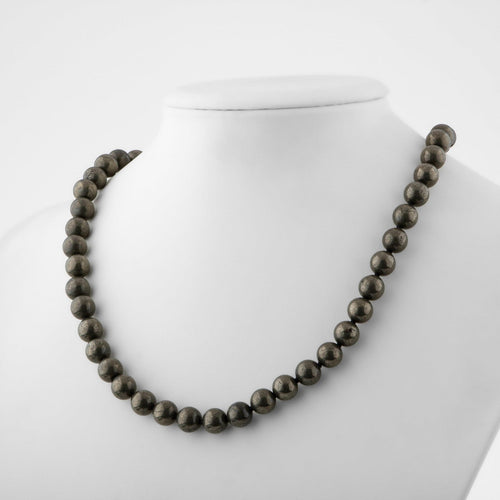 Pyrite 8 mm Knotted Natural Stone Necklace