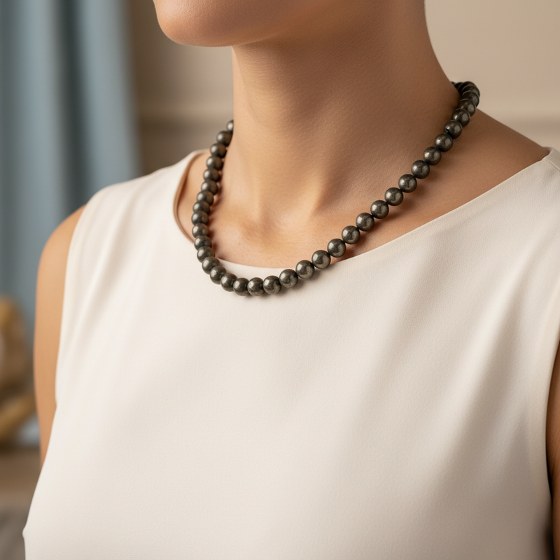 Pirit 8 mm Düğümlü Doğal Taş Kolye - Görsel 1 - Safnaturel