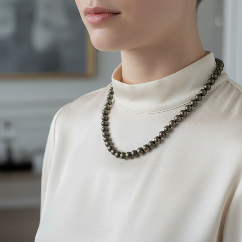 Pirit 8 mm Düğümlü Doğal Taş Kolye - Görsel 2 - Safnaturel